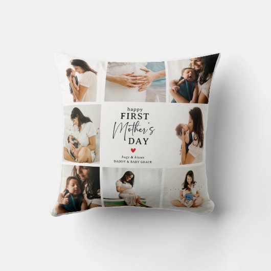 Happy First Mother's Day' Photo Collage Keepsake クッション (裏面)