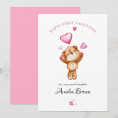 Happy First Valentine Teddy Bear Greeting Card fo シーズンカード (正面/裏面)