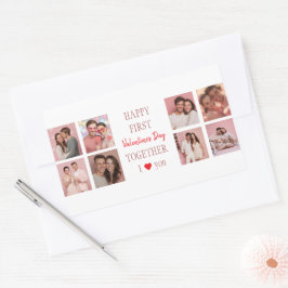 Happy First Valentine's Day Together Sticker Photo 長方形シール