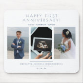 Happy First Wedding Anniversary 3 Photos Collage マウスパッド (正面)