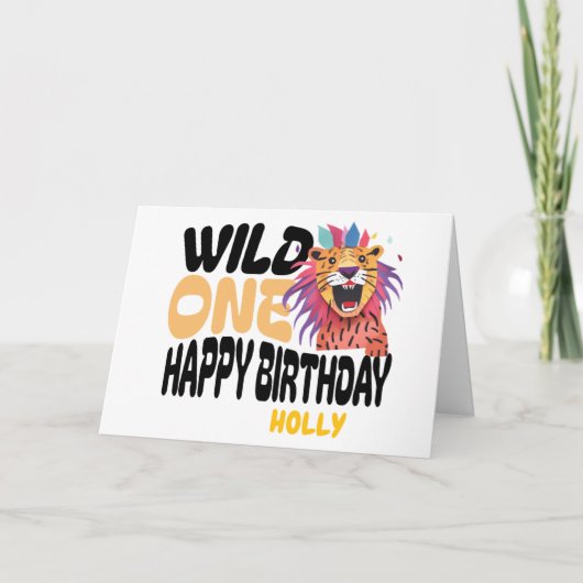 Happy First Wild One Safari Themed 1st Birthday  カード (正面)