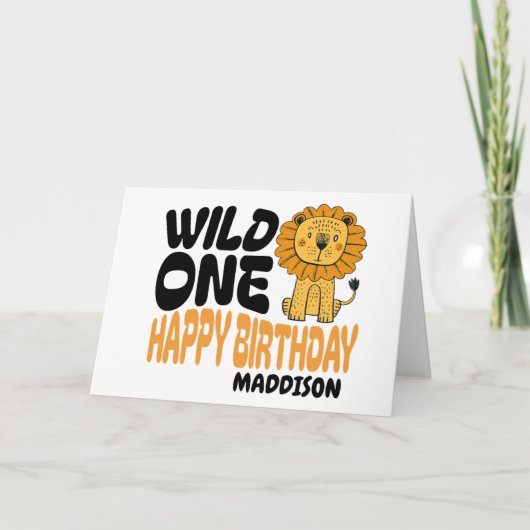 Happy First Wild One Safari Themed 1st Birthday  カード (正面)