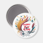Happy Flame遊デザインforはっきりした and 鮮やか マグネット (正面/裏面)