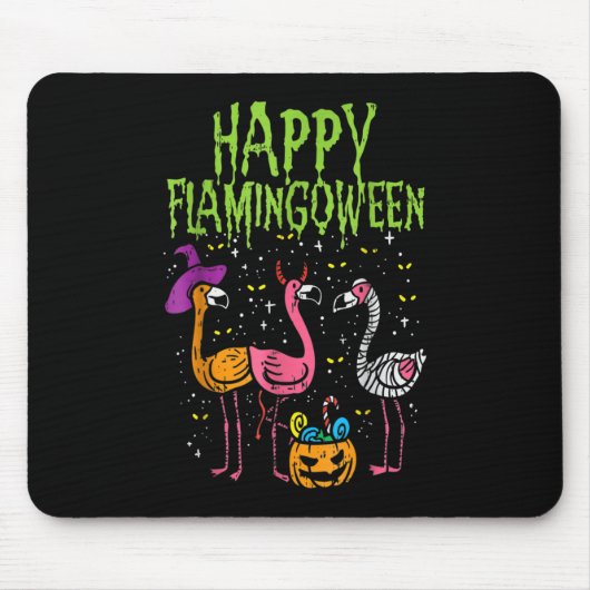 Happy Flamingoween Scary Flamingos Funny Halloween マウスパッド (正面)