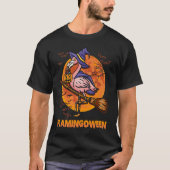Happy Flamingoween Witch Pumpkin  Flamingo Hallowe Tシャツ (正面)