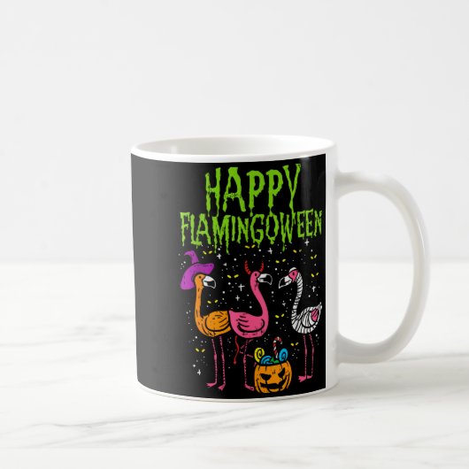 Happy Flamingoween Y Flamingos Funny Halloween Cos コーヒーマグカップ (右)