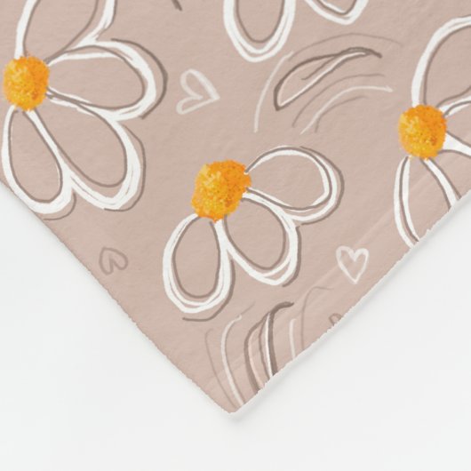 Happy Flower Doodles フリースブランケット (角)