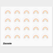 Happy Flower Faces Pastel Rainbow Favor Sticker ラウンドシール (シート)