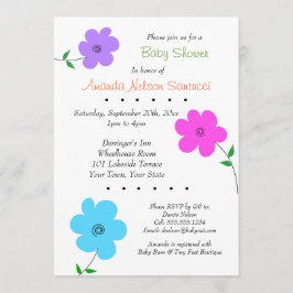 Happy Flowers Boy or Girl Baby Shower 招待状