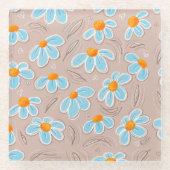 Happy Flowers Sandstone ガラスコースター (正面)