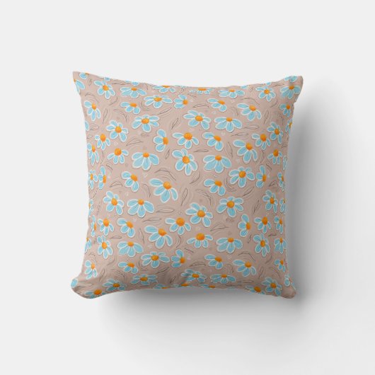 Happy Flowers Throw Pillow クッション (正面)
