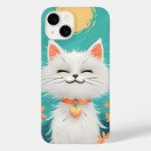 Happy Fluffy White Cat Phone Case - Sunny Smile &  Case-Mate iPhoneケース (裏面)