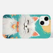 Happy Fluffy White Cat Phone Case - Sunny Smile &  Case-Mate iPhoneケース (裏面 (横))