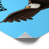 Happy flying bald eagle cartoon illustration ポスター (角)