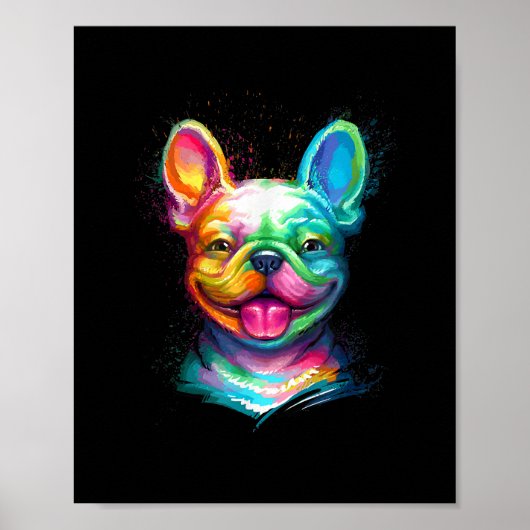 Happy French Bulldog Smiling Face ポスター (正面)