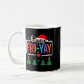 Happy Fri-yay Christmas Teacher Festive Holiday Sc コーヒーマグカップ (左)