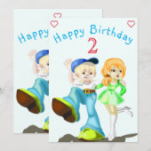 Happy Friends誕生日カード – カスタマイズ (正面/裏面)