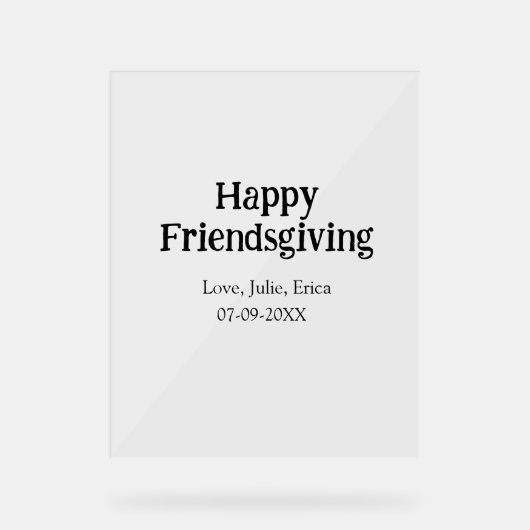 Happy friendsgiving add name with love date simple アクリルサイン (正面)