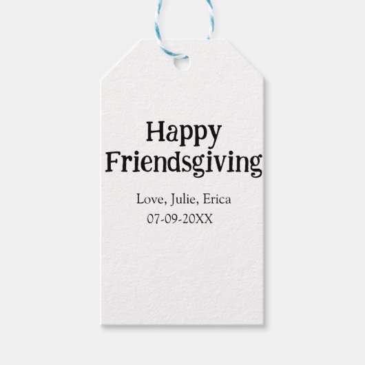 Happy friendsgiving add name with love date simple ギフトタグ (正面)
