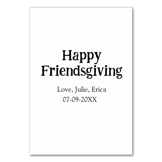 Happy friendsgiving add name with love date simple テーブルナンバー (正面)