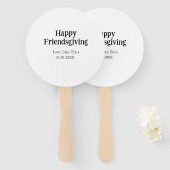 Happy friendsgiving add name with love date simple ハンドファン (正面&裏面)