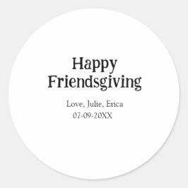 Happy friendsgiving add name with love date simple ラウンドシール