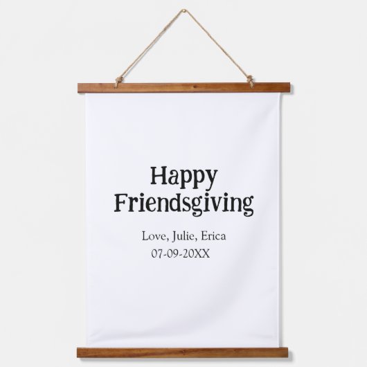 Happy friendsgiving add name with love date simple 吊り下げ型タペストリー (正面)