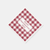 Happy Friendsgiving Burgundy Gingham Check スタンダードカクテルナプキン (角)