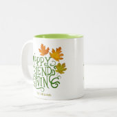 Happy Friendsgiving Fall Leaves Mug ツートーンマグカップ (正面左)