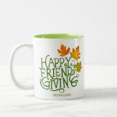 Happy Friendsgiving Fall Leaves Mug ツートーンマグカップ (左)