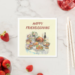Happy Friendsgiving | Thanksgiving Paper Napkins スタンダードカクテルナプキン