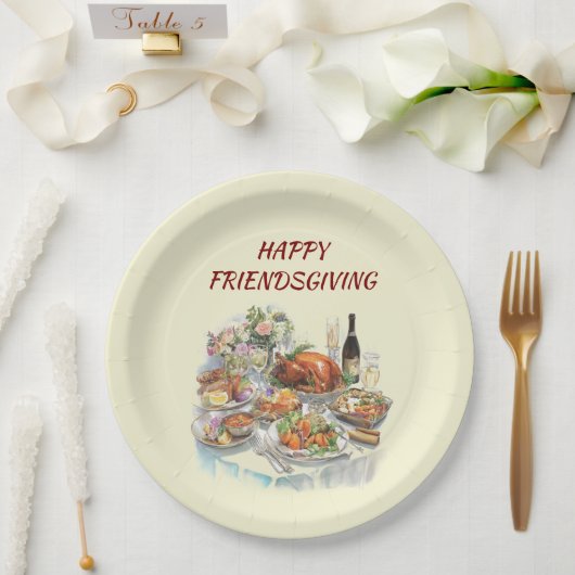 Happy Friendsgiving | Thanksgiving Paper Plates ペーパープレート (ウェディング)