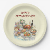 Happy Friendsgiving | Thanksgiving Paper Plates ペーパープレート (正面)