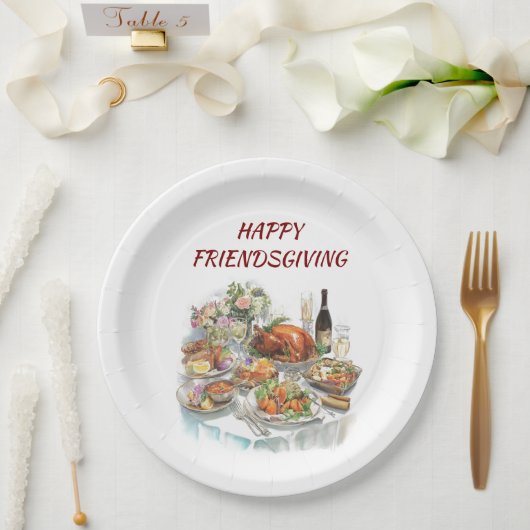 Happy Friendsgiving | Thanksgiving Paper Plates ペーパープレート (ウェディング)