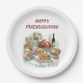 Happy Friendsgiving | Thanksgiving Paper Plates ペーパープレート (正面)