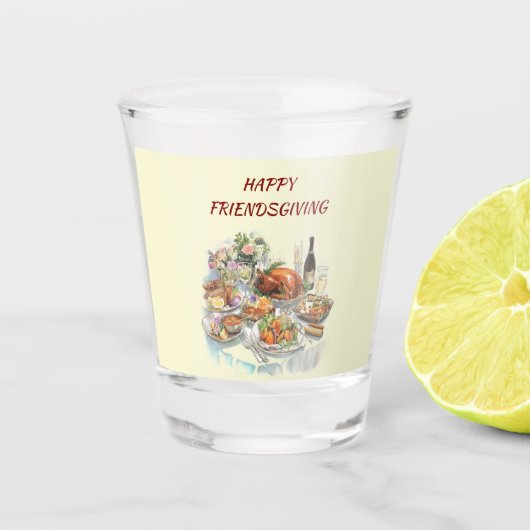 Happy Friendsgiving | Thanksgiving Shot Glass ショットグラス (正面)