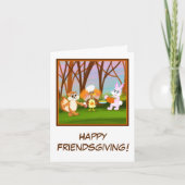 Happy Friendsgiving Turkey with Chipmunk, Rabbit カード (正面)
