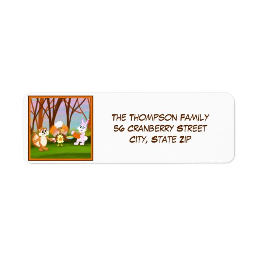 Happy Friendsgiving Turkey with Chipmunk, Rabbit ラベル (正面)