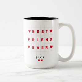 Happy Friendship Day BEST FRIEND EVER RED HEART ツートーンマグカップ