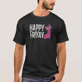 Happy FriYay Purple Grinning Striped Cat 13th On F Tシャツ (正面)