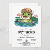Happy Frogエレガント Baby Shower 招待状 (正面/裏面)