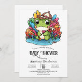 Happy Frog Baby Shower 招待状 (正面/裏面)