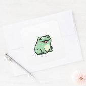 Happy Frog – Cute Kawaii Animal Illustration スクエアシール (封筒)