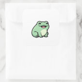 Happy Frog – Cute Kawaii Animal Illustration スクエアシール (バッグ)