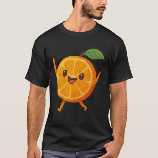 Happy Fruit Citrus Cheerful Fruitarian Cute Orange Tシャツ (正面)