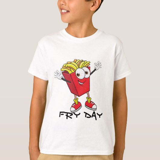 Happy Fryday おもしろい Tee - フランスの Fries Umous T-shirt Tシャツ (正面)