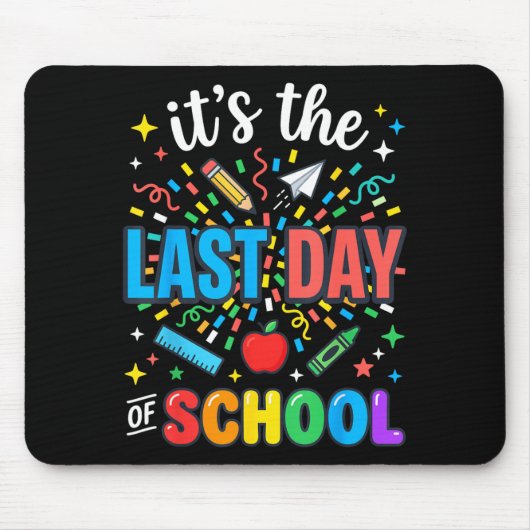 Happy Funny Retro Teacher Student Summer Last Day マウスパッド (正面)