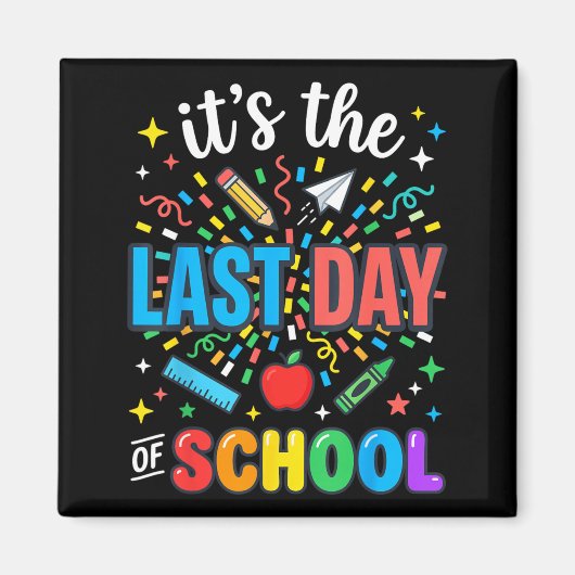 Happy Funny Retro Teacher Student Summer Last Day マグネット (正面)