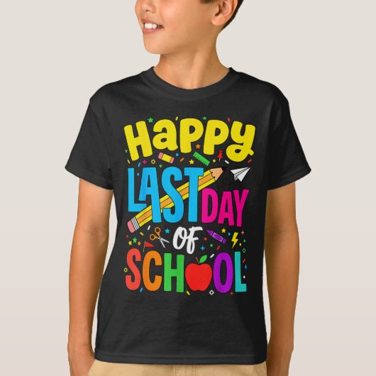Happy Funny Retro Teacher Student Summer Last Day Tシャツ (正面)