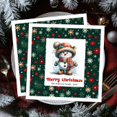 Happy funny snowman with snowflakes kids napkins